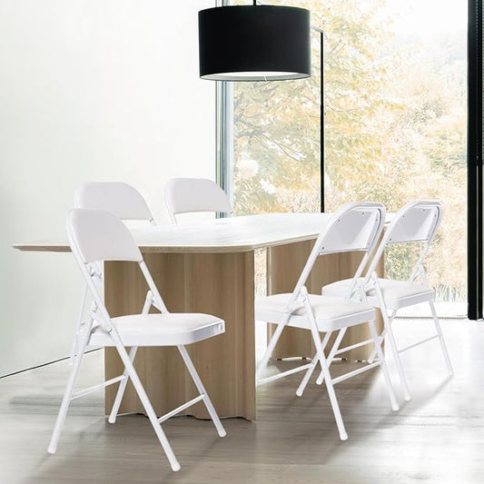 20 Pack Folding Chairs with Padded Seats, Padded Folding Chair with Steel Frame for Events Home Office, Pu Leather Folding Chair White