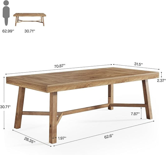 Tribesigns 71-Inch Executive Desk, Farmhouse Office Computer Desk with Sturdy Leg Structure, Rectangular Writing Table Business Furniture for Home Office