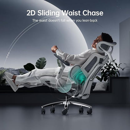 Hbada E3 Ultra Ergonomic Chair, with 3-Zone Dynamic Lumbar Support, 360° Mechanical Armrest, 4D Adjustable Headrest, Aluminum Alloy, Mesh Chair, Grey