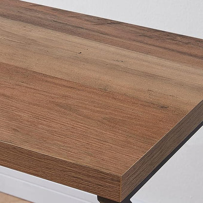 HSH Minimalist PC Desk, Industrial Home Office Desk, Sturdy Wood and Metal Desk, Rustic Vintage Oak 55 Inch Work Study Writing Desks Computer Table for Living Room Bedroom