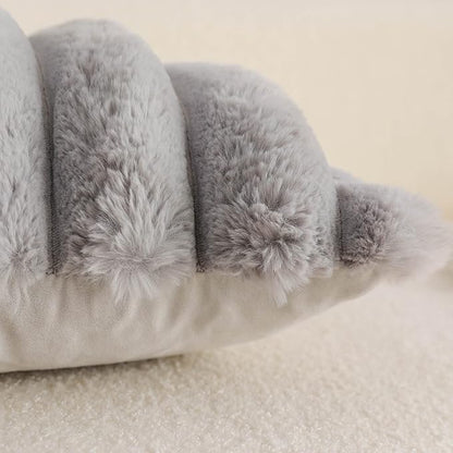 Neelvin Grey Faux Fur Cozy Soft Striped Decorative Throw Pillow Covers 22x22 inch Set of 2,Velvet Pillowcase Cushion Case for Sofa Couch