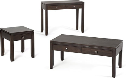 SIMPLIHOME Cosmopolitan Console Table - 38 Inch Wide Solid Wood Sofa Table in Mahogany Brown, Contemporary Compact Storage Table for Entryway or Living Room with 2 Drawers and Tapered Legs