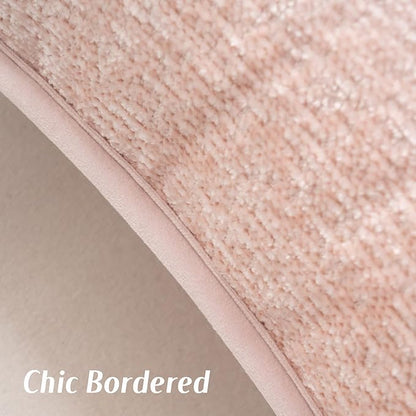 FUTEI Pink Chenille Throw Pillow Covers 12x20 Inch Set of 2,Soft Cozy Bound Edge Design Lumbar Pillow Cases,Home Decor for Couch Bed Living Room