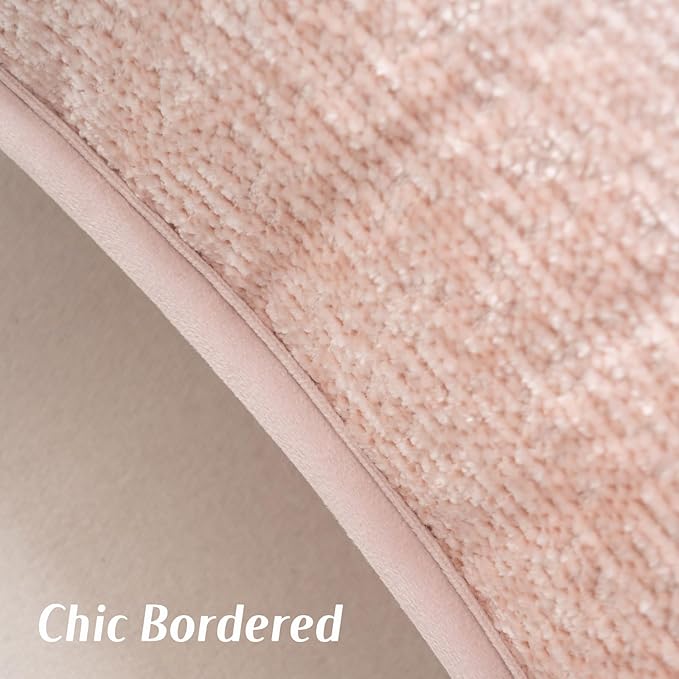 FUTEI Pink Chenille Throw Pillow Covers 16x16 Inch Set of 2,Soft Cozy Bound Edge Design Cushion Case,Home Decor for Couch Bed Living Room