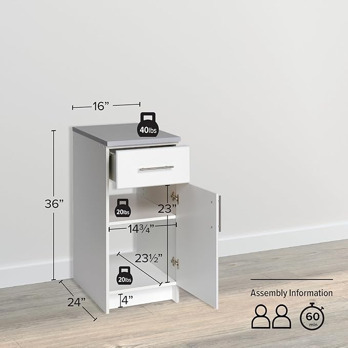 Prepac Elite 16 inch Base Cabinet, White