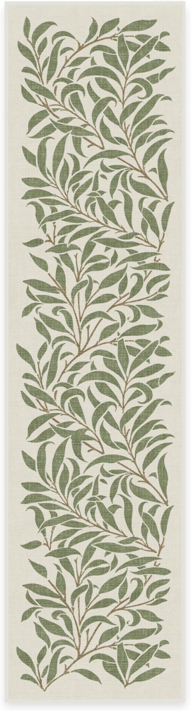 RUGGABLE x Morris & Co Machine Washable Runner Rug – Pure Willow Boughs Green 2.5x10, Stain-Resistant, Non-Slip – Washable Rug for Hallway, Entryway, Living Room & Kitchen–with Cushioned Pad