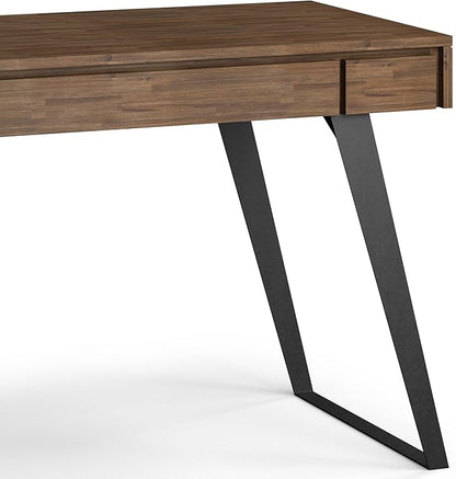 SIMPLIHOME Lowry SOLID ACACIA WOOD Modern Industrial 44 inch Wide Small Desk in Rustic Natural Aged Brown for the Office Desk, Writing Table, Workstation and Study Table