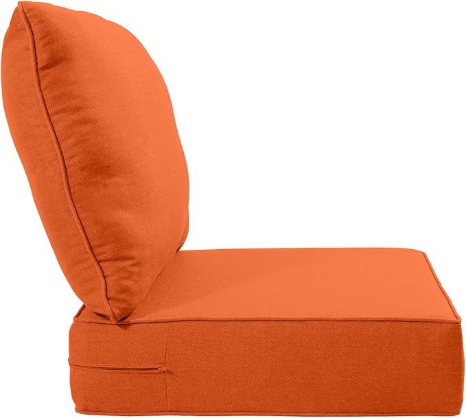 Luxury 22x24/22x25 6-Inch Outdoor Chair Cushions Set of 4 - Heavy Duty Water-Resistant Comfortable Cushion for Patio Furniture Set Dining Gliding Rocking Chairs Loveseat L-Shape Sofa - Orange