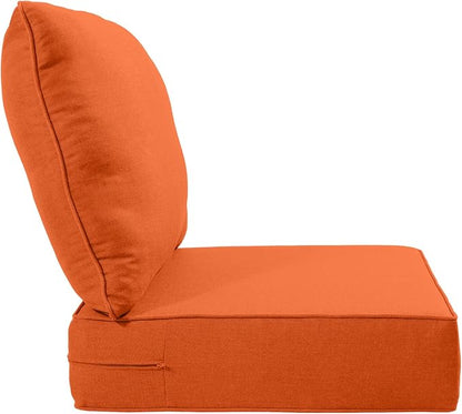 Luxury 24x24x6 Inch Patio Chair Cushions Set of 3 - Memory Foam Deep Seat Water-Resistant Patio Cushion for Lawn Dining Rocking Swivel Chairs Loveseat 3-Seater Sectional Sofa - Orange