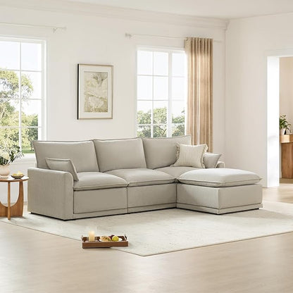 CHITA 113" Oversized Cloud Sectional Couch, Modern Modular Sectional Sofa Set for Living Room, 4 Seater L Shaped Couch, Taupe