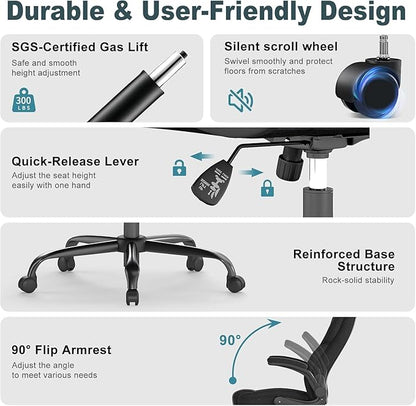 AnyGod Executive Office Chair, Comfy Ergonomic Computer Desk Chairs with Flip-up Armrests, Lumbar Support, High Back, 360° Swivel and Rocking Function for Home Office