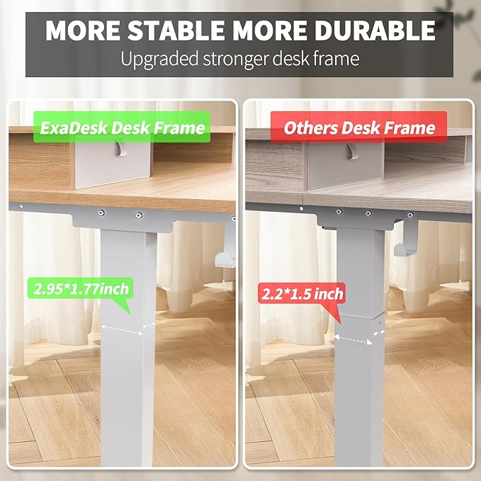 48 * 30 Inches Electric Standing Widened Desk Adjustable Height with 4 Drawers, Double Storage Shelves, Home Office Workstation Sit Stand up Desk (Nature)