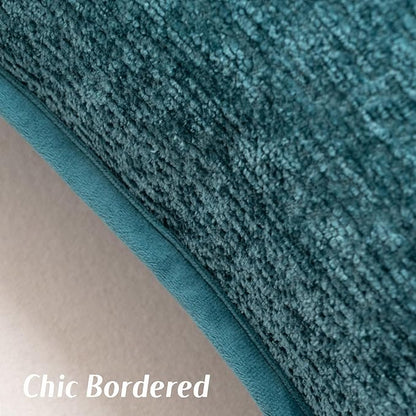 FUTEI Teal Chenille Throw Pillow Covers 26x26 Inch Set of 2,Soft Cozy Bound Edge Design Euro Pillow Sham,Home Decor for Couch Bed Living Room