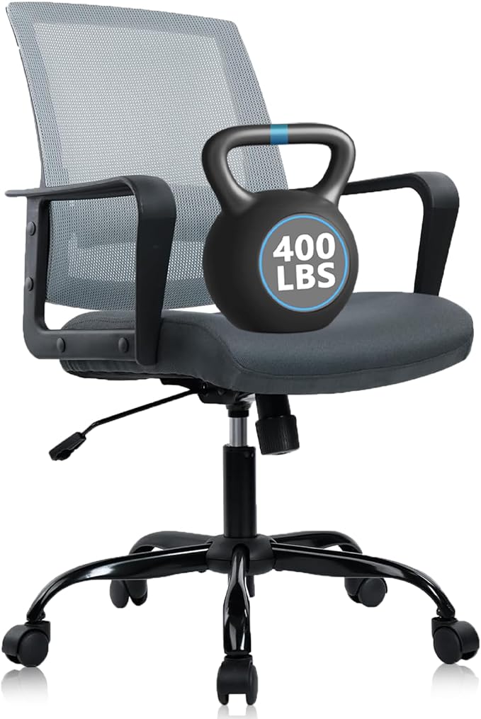 CLATINA Ergonomic Office Chair - Mesh Desk Chair with Lumbar Support, Rolling Comfortable Computer Chairs with Arms for Home Conference, Gray 1 Pack