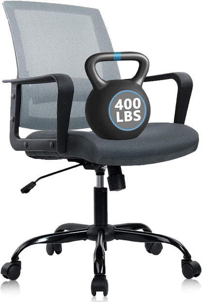 CLATINA Ergonomic Office Chair - Mesh Desk Chair with Lumbar Support, Rolling Comfortable Computer Chairs with Arms for Home Conference, Gray 1 Pack