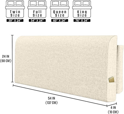 Upholstered Full Headboard, No Tools Needed, Wall Mounted Headboard with Removeable Washable Linen, Multi-Functional Backrest (Beige)