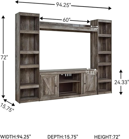 Signature Design by Ashley Wynnlow Farmhouse 4-Piece Entertainment Center for TVs up to 69", Gray
