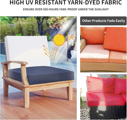 Easy-Going Waterproof Patio Cushion Covers ONLY Cover 27x25x5 inch 4 Pack Replacement Non-Slip Outdoor Seat Cushion Slipcover with Zipper. Navy