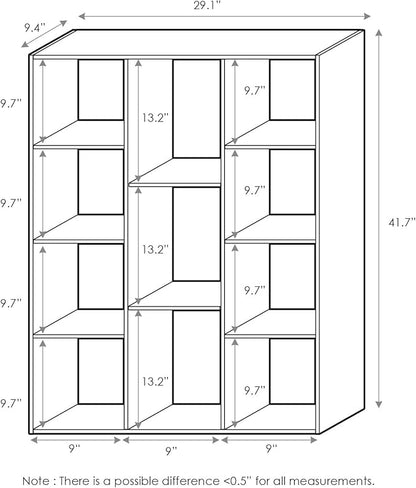 Furinno LUDER Book Shelf, 11-Cube Bookshelf, Reversible Bookcase, 9.4 x 29.1 x 41.7, for Living Room, Bedroom, Home Office, White/Pink