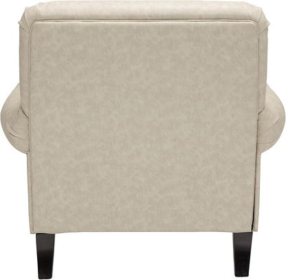 Accent Chair,22.4" Seat Depth Armchair with Roll Arms,36.6W*34.3D*34.6H Living Room Chair,Wood Legs,Set of 1,Faux Leather in Khaki