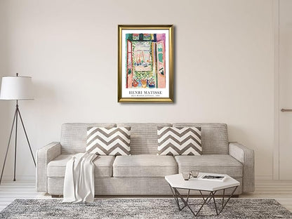 Wieco Art Large Framed Wall Art Open Window Collioure 1905 by Henri Mattise Abstract Colorful Art Matisse Posters Canvas Prints for Wall and Home Office Decorations Bronze Gold Frame