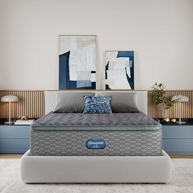 Beautyrest Days End Plush Pillow Top 14.75" Mattress - Twin - Cooling Tech, Supportive Durable Pocketed Coils, Pressure Relief, Motion Separation; 100 Night Sleep Trial and 10 Year Warranty