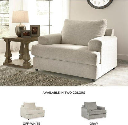 Signature Design by Ashley Soletren Contemporary Chenille Chair and a Half, Off-White