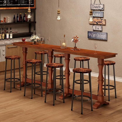 LITTLE TREE Bar Height Table, Small Pub Table with Solid Wood Base, Retro Mid-Century Design, Indoor Cocktail Bar for Small Spaces, Kitchen, Living Room, Mocha Brown