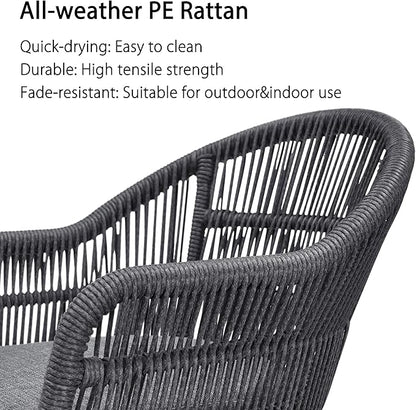 PURPLE LEAF 11 Pieces Patio Dining Set with Outdoor Aluminium Dining Table and Woven Rattan Chairs Modern Metal Furniture Cushions Sets for Garden Yard Indoor Decor Kitchen Grey