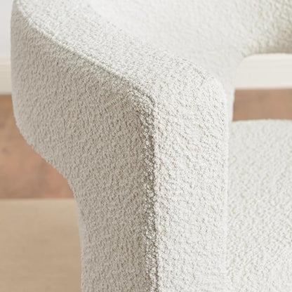 KINWELL 28" W Modern Boucle Accent Chair, Mid Century Upholstered Square Armchair, No Assembly Single Sofa Side Chair for Living Room Lounge Bedroom (Cream)