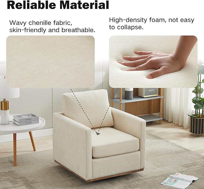 Chifee & Vingol 30.7" W Mid Century Modern Swivel Accent Chair for Living Room Set of 2,Beige