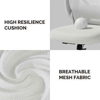 Computer Desk Chair with Wheels, Mesh Office Chair with Flip Up Arms, Adjustable Lumbar Support, Swivel Desk Chair Comfy, White