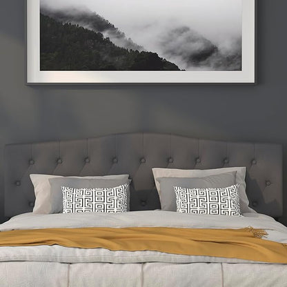 BizChair Tufted Upholstered King Size Headboard in Dark Gray Fabric