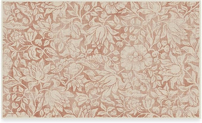 RUGGABLE x Morris & Co Washable Area Rug – Mallow Rust Red 3x5, Stain-Resistant, Non-Slip – Small Machine Washable Rugs for Living Room, Bedroom, Hallway, Entryway & Office–with Cushioned Pad