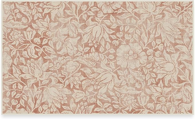 RUGGABLE x Morris & Co Washable Area Rug – Mallow Rust Red 3x5, Stain-Resistant, Non-Slip – Small Machine Washable Rugs for Living Room, Bedroom, Hallway, Entryway & Office–with Standard Pad