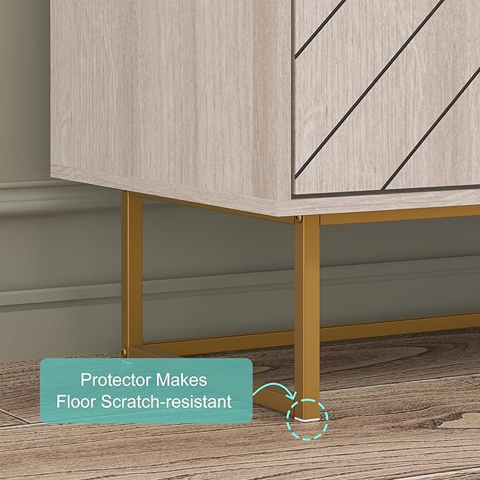 Scurrty 31.5" Natural Sideboard Buffet Cabinet, Cabinet with Doors & Adjustable Shelf for Living Room & Kitchen, Log Color