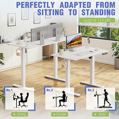 Homall Height Adjustable Electric Standing Desk, Memory Stand up Desk with Headphone Hook, Home Office Desks with Splice Board