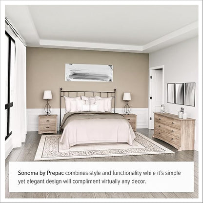 Prepac Salt Spring Rustic 6-Drawer Tall Dresser for Bedroom, Farmhouse Dresser Chest of Drawers 19" D x 23.25" W x 52.75" H, Drifted Gray, DDC-2354