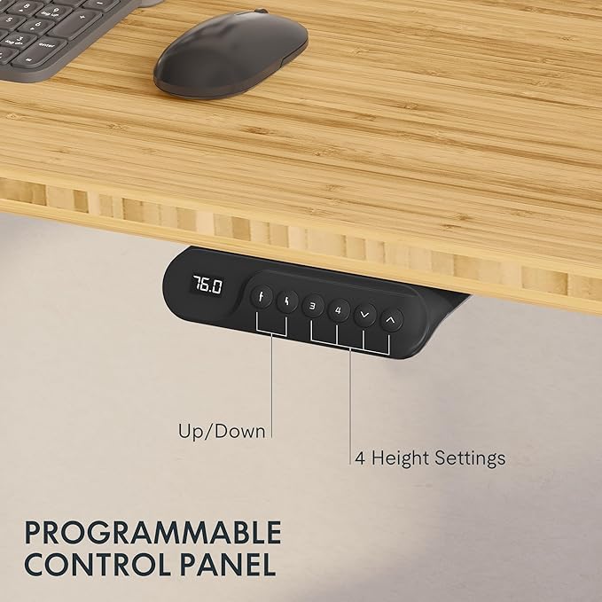 FlexiSpot E6 Bamboo 3-Stage Dual Motor 72 x 30 Electric Standing Desk Sit Stand Up Desk, Holds 220 lbs, Adjustable Height w/ Memory Presets, Solid Bamboo Curved Desktop & White Frame, Ships in 2 Boxes
