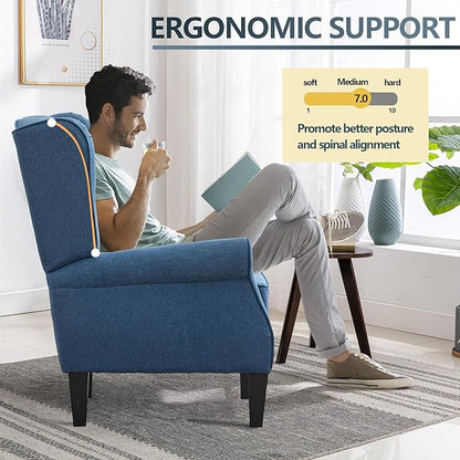 Accent Chair Set of 4, Modern Living Room Chairs with Wingback, Comfy Upholstered High Back Single Sofa for Bedroom, Mid-Century Reading Armchair Sillas para Sala