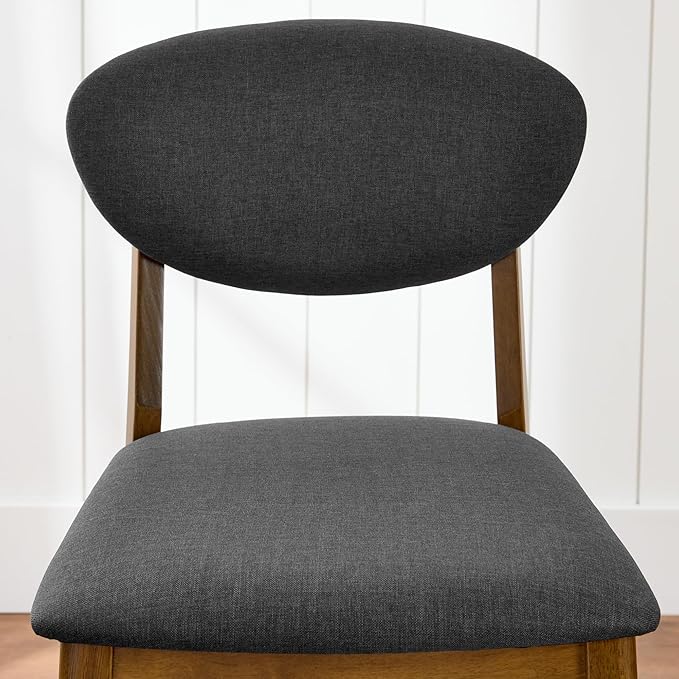 Best Choice Products Bar Stool Set of 2, Mid-Century Modern Upholstered Wood, Armless Counter Height w/Seat Cushion, Backrest - Walnut/Charcoal