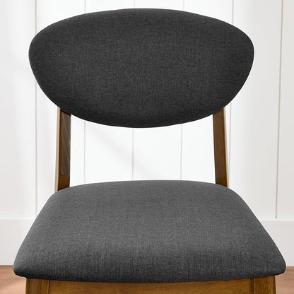 Best Choice Products Bar Stool Set of 2, Mid-Century Modern Upholstered Wood, Armless Counter Height w/Seat Cushion, Backrest - Walnut/Charcoal