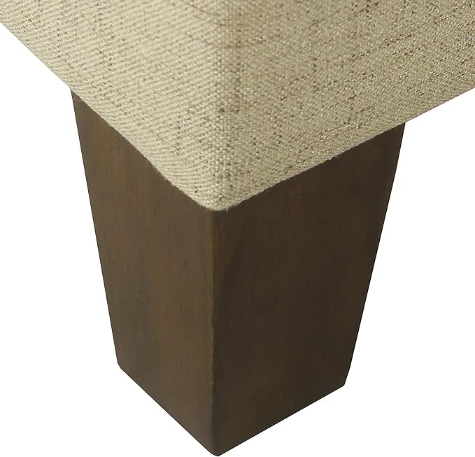 HomePop Woven Square Storage Ottoman with Wood Legs, Linen Tan