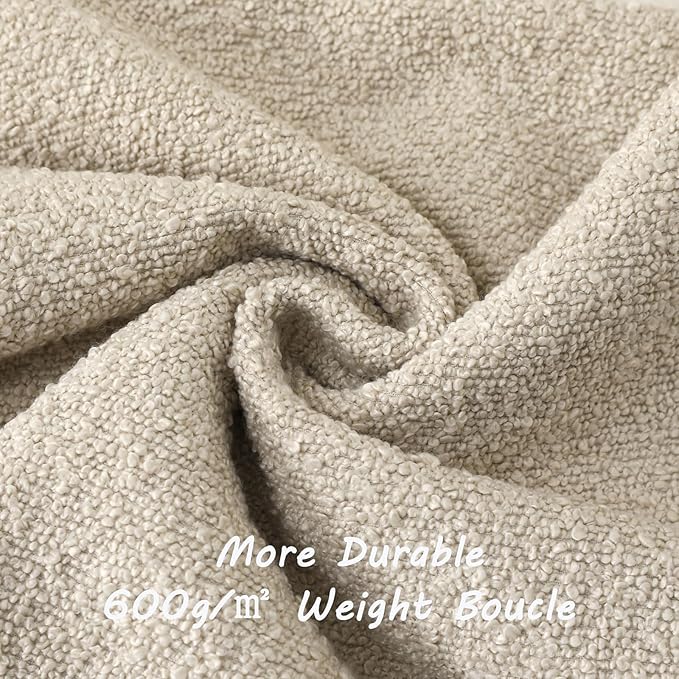 FUTEI Pack of 2 Beige Decorative Throw Pillow Covers 26x26 Inch Soft Cozy Solid Boucle Textured Euro Pillow Shams,Modern Home Decor for Couch Bed Living Room