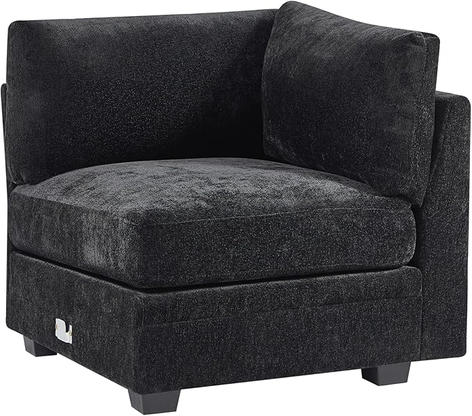 Christopher Knight Home Zery 7-Piece U-Shape Lounge Sofa Couch with Ottomans, Modern Modular Sectional Sofa Set with Pillow Back for Living Room, Chenille Upholstered Cloud Couch with Deep Seat,Black