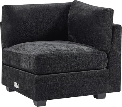 Christopher Knight Home Zery 7-Piece U-Shape Lounge Sofa Couch with Ottomans, Modern Modular Sectional Sofa Set with Pillow Back for Living Room, Chenille Upholstered Cloud Couch with Deep Seat,Black