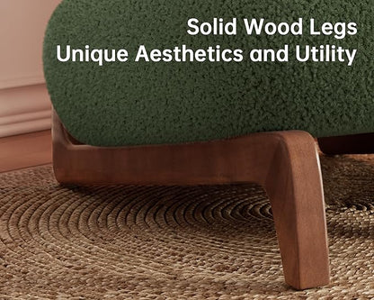 Morden Fort Modern Accent Chairs Set of 2, Sturdy Tilted Wood Legs with Thick Cushion Comfy Lumbar Pillow Armless Reading Chairs for Living Room Lounge Bedroom - Forest Green