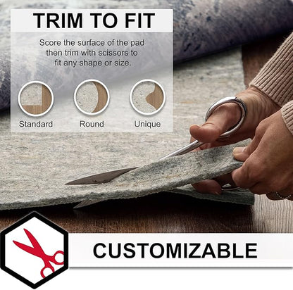 Mohawk Home 2' x 3' Non Slip Grip Rug Pad 1/4" Thick Dual Surface Felt Cushion + Rubber Gripper - Safe for All Floors