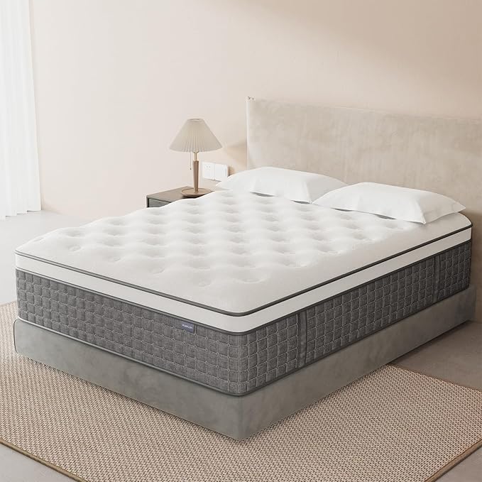 Mattress King Size, Medium Firm 10 Inch Mattresses with Extra Lumbar & Shoulder Support, Hybrid Mattress King with Gel Memory Foam Pain Relief - Fiberglass Free - No Odor - 365 Night Trial