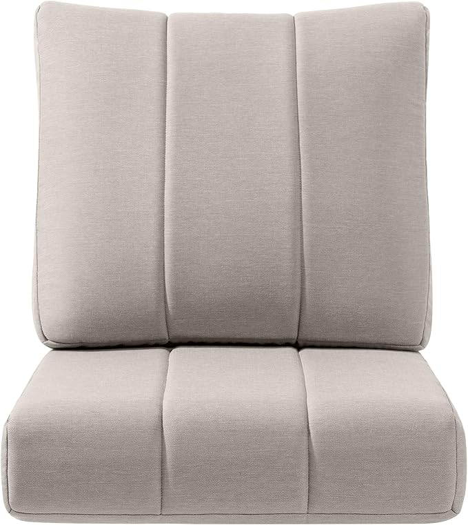 Luxury 24x24x6 Inch Kitty Outdoor Cushions - Water Resistant 1 Set Zippered Patio Chair Back&Seat Cushion for Wicker Dining Rocking Swivel Chairs Loveseat Couch Sectional Sofa - Beige